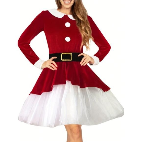 BRAND NEW Women Christmas Santa Claus Costumes 3Pcs - Picture 2 of 6